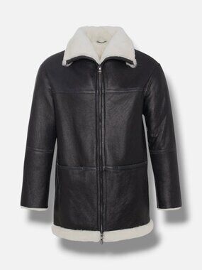 WOLFIE FURS Women’s Black Sheepskin Shearling Coat Size 4